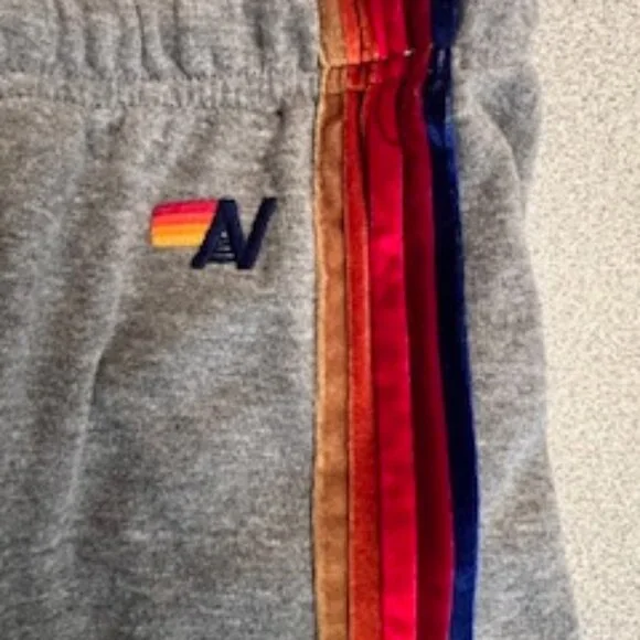 Aviator Nation Gray Joggers with Velvet Red and Gold Stripes - Picture 2 of 5